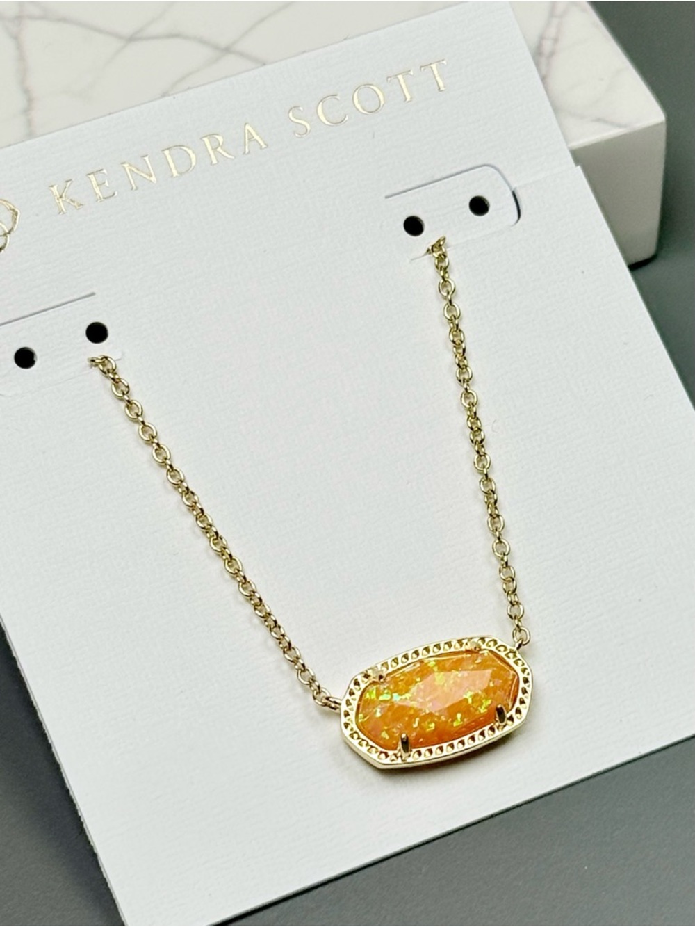 Kendra Scott Elisa Gold Necklace in Citrus Kyocera Opal - Picture 3 of 3